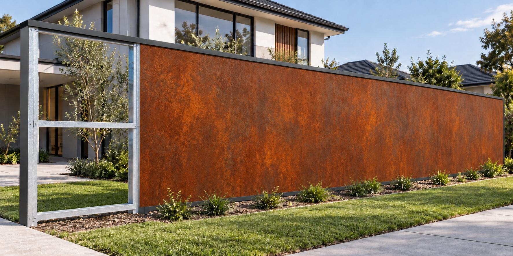 Standing seam steel cladding