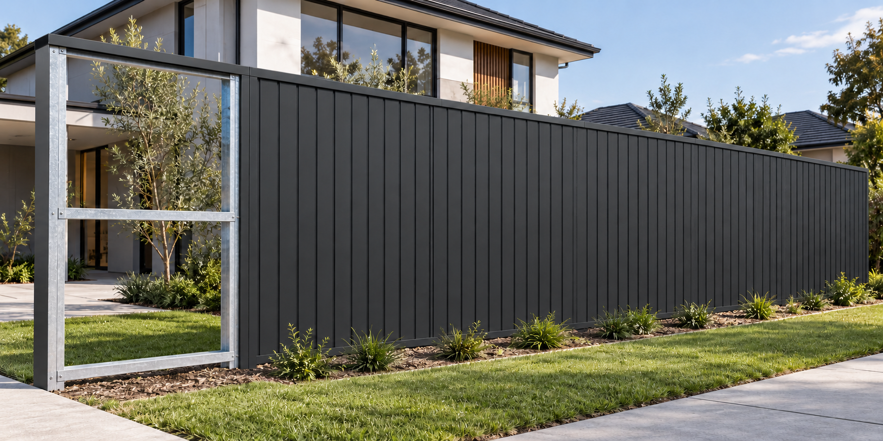90mm steel fence frame detail